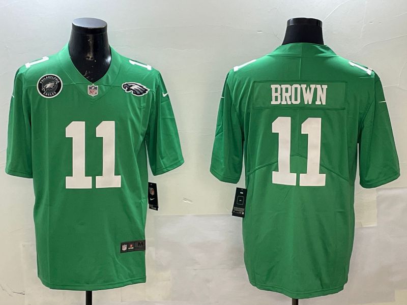 Men Philadelphia Eagles #11 Brown Green 2025 Nike Vapor Limited NFL Jersey style 2094